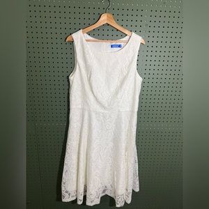 White Lace Boatneck A-Line Dress Plus Size 3X